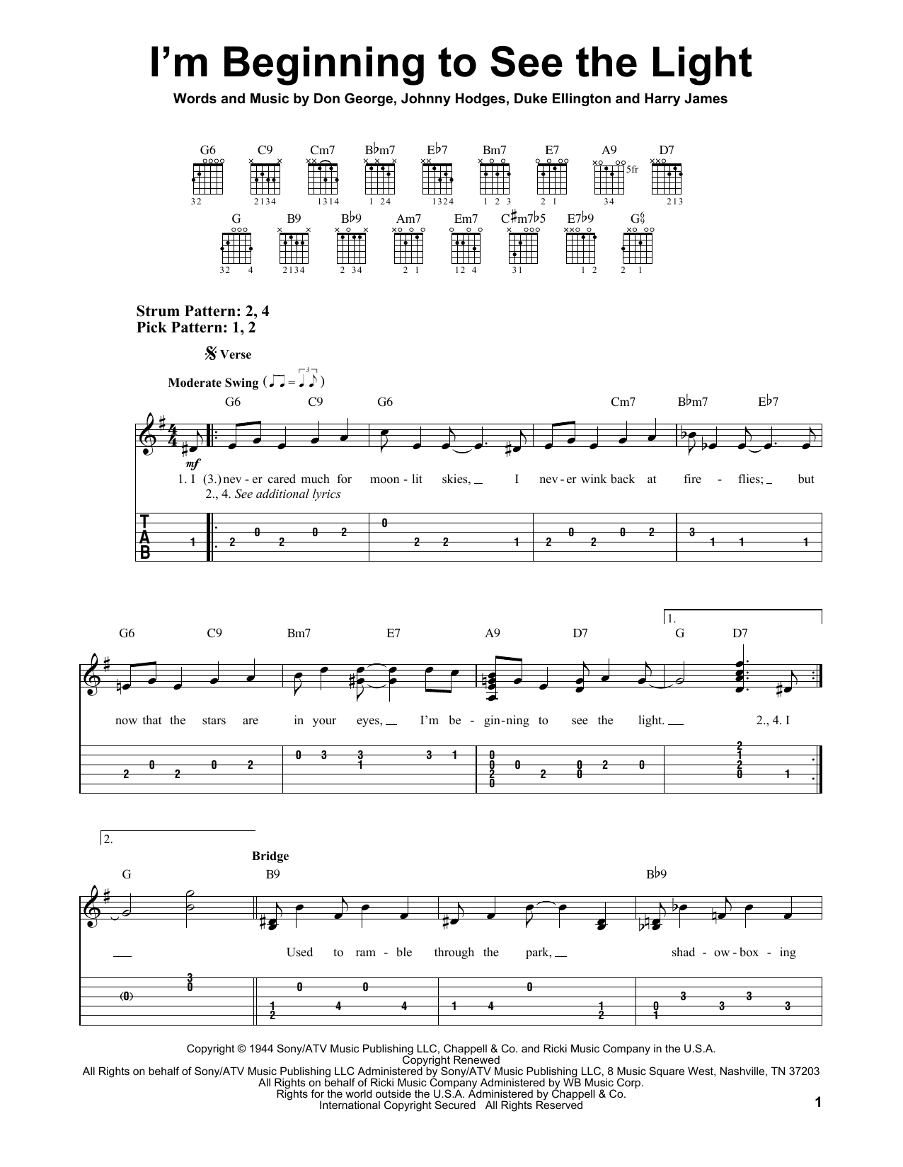 Product gallery: Page 1 of 1 I'm Beginning To See The Light, Duke Ellington
