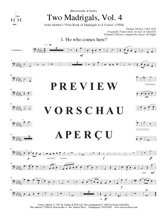 gallery: Zwei Madrigale Vol. 4 , , (Posaunen-Quartett)