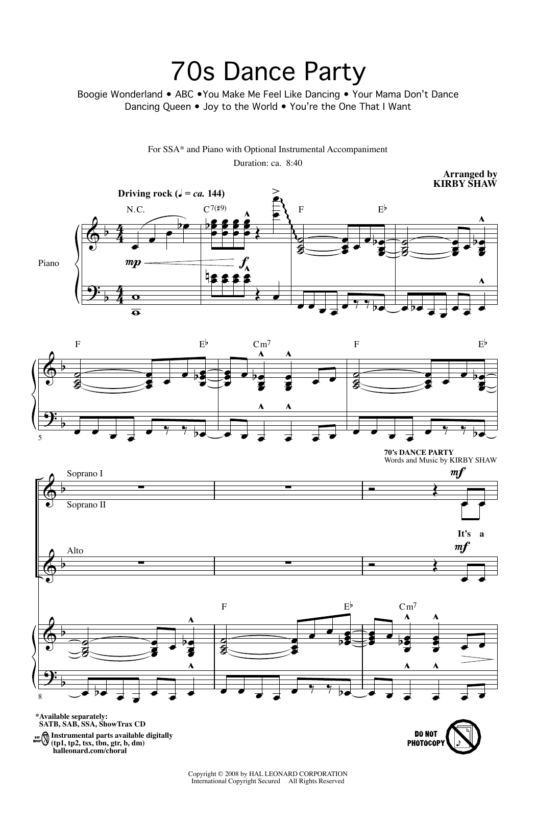 Produktgalerie: Seite 1 von 1 70s Dance Party (Medley), Kirby Shaw, Chor