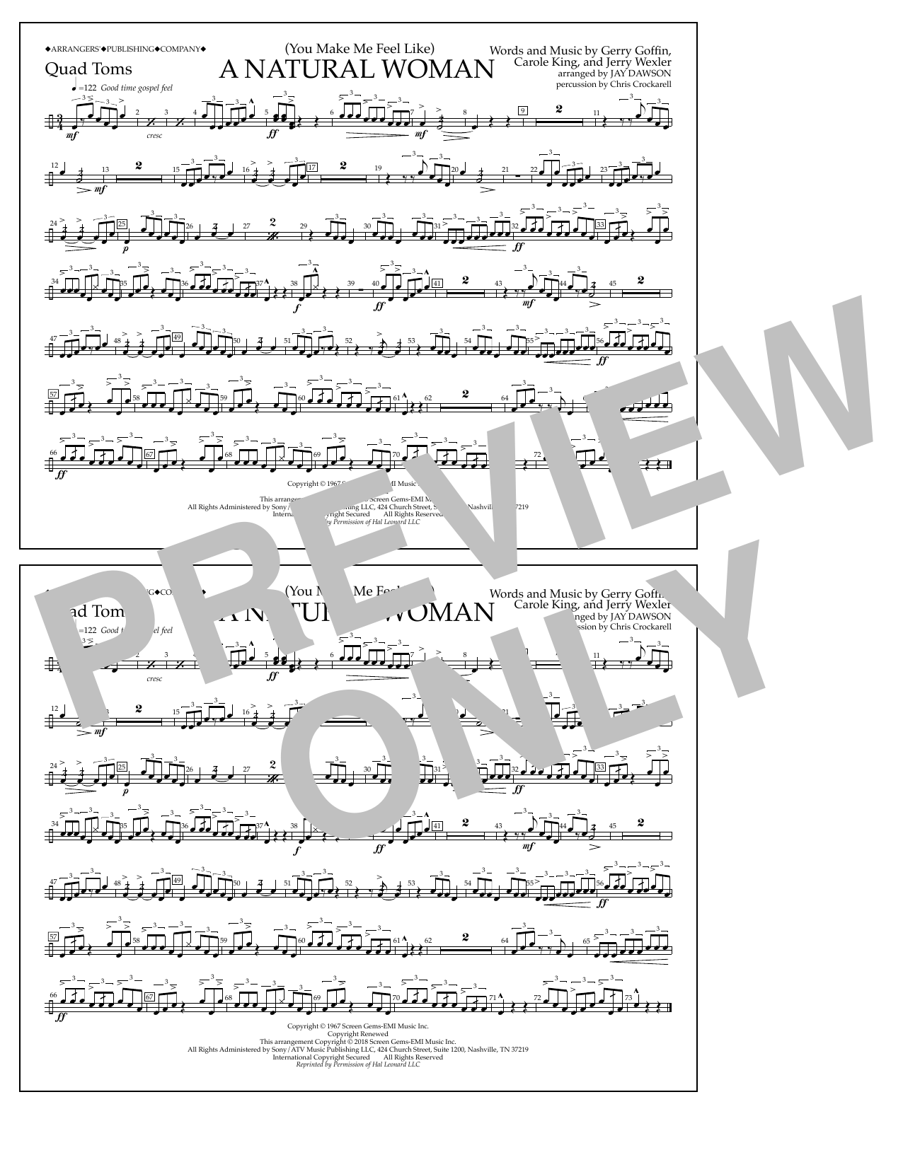 Product picture to: (You Make Me Feel Like) A Natural Woman (arr. Jay Dawson) - Quad Toms