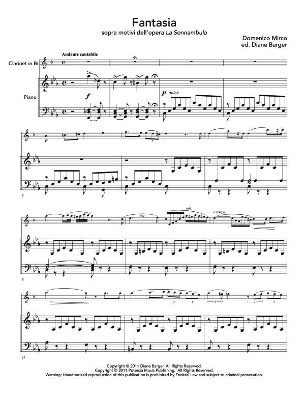 Product gallery: Page 1 of 11 Fantasia sopra motivi dell´opera La Sonnambula, , (clarinet in Bb and piano)