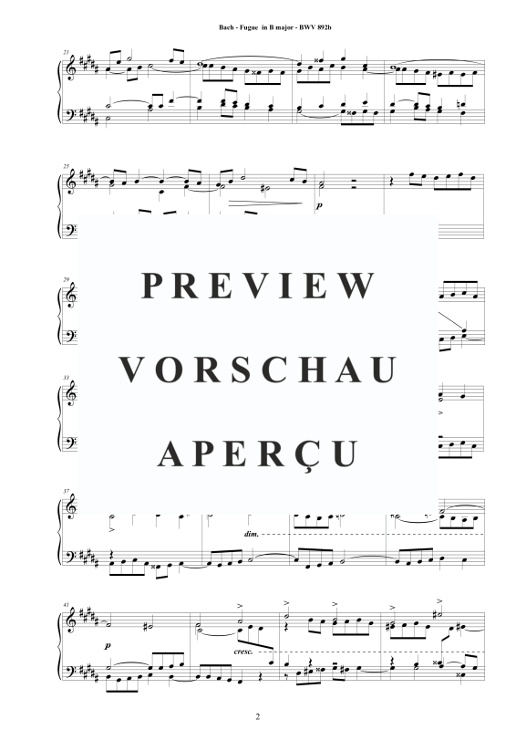Produktgalerie: Seite 3 von 6 Fuge in H-Dur BWV 892b - Piano Version, , Klavier Solo