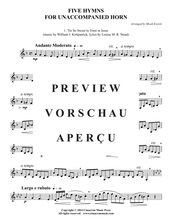 Produktgalerie: Seite 3 von 10 Fünf Hymnen für Horn Solo, , 