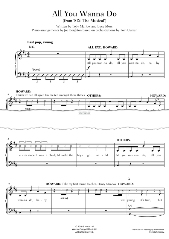 Produktgalerie: Seite 1 von 1 All You Wanna Do (from 'SIX: The Musical'), Toby Marlow, Gesang, Klavier