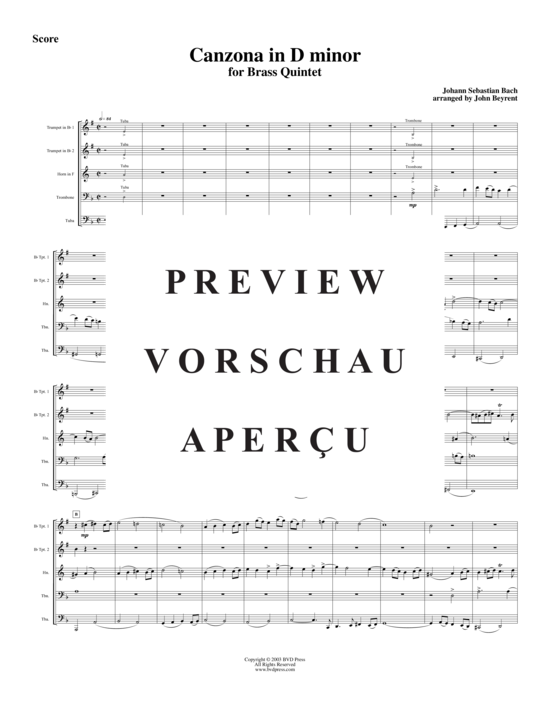 Produktgalerie: Seite 2 von 15 Canzona in D-Moll , , (Blechbläserquintett)