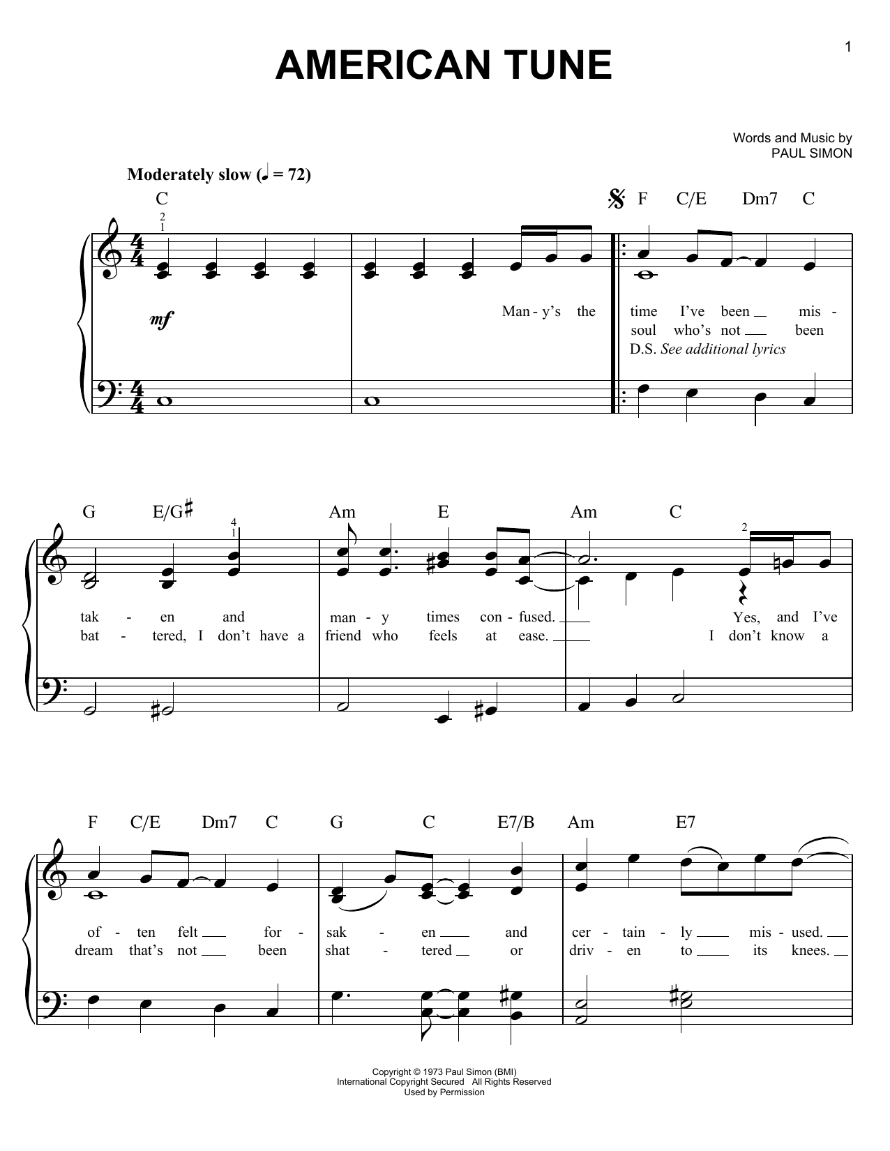 Produktgalerie: Seite 1 von 1 American Tune, Paul Simon, Klavier