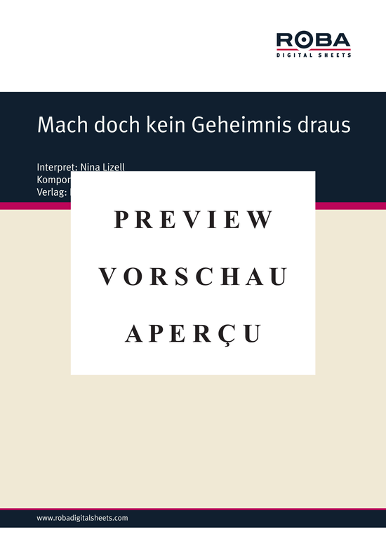 Product gallery: Page 2 of 3 Mach doch kein Geheimnis draus , Lizell, Nina, Piano and Voice