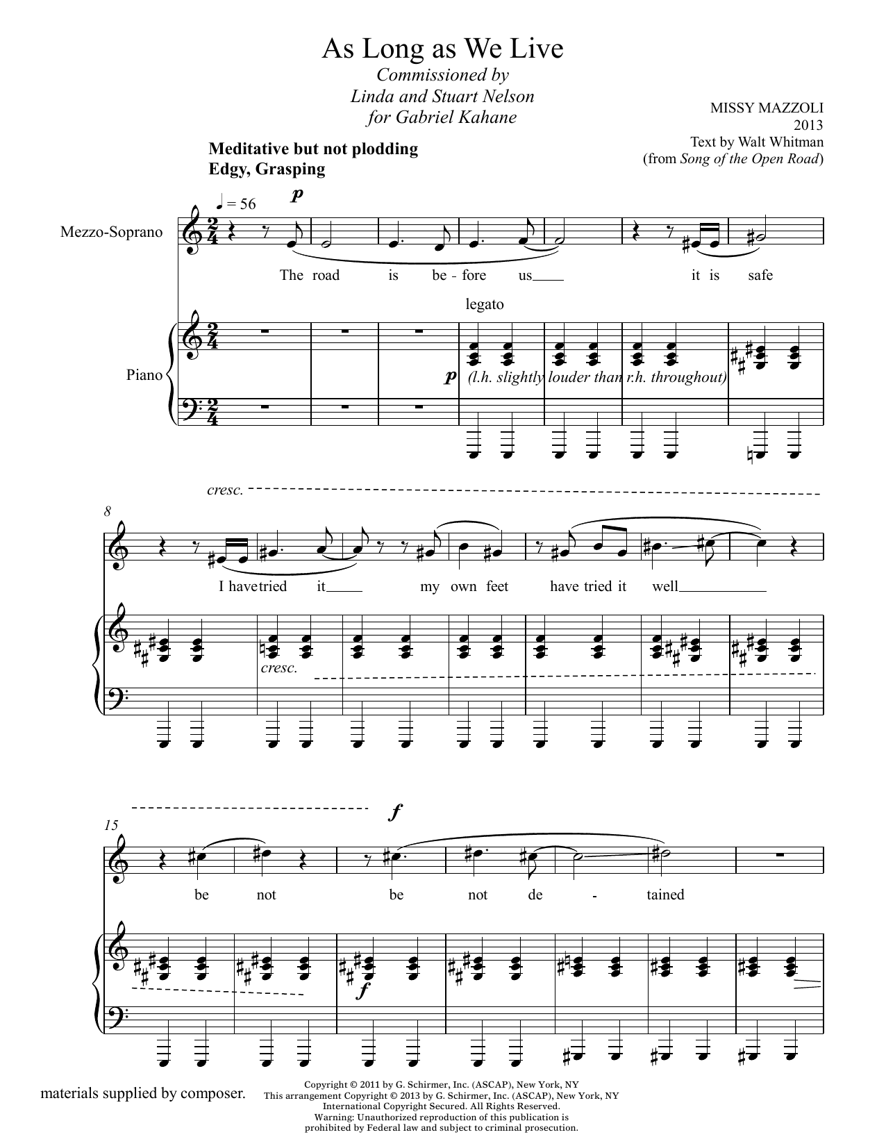Product picture to: As Long As We Live (mezzo-soprano and piano)