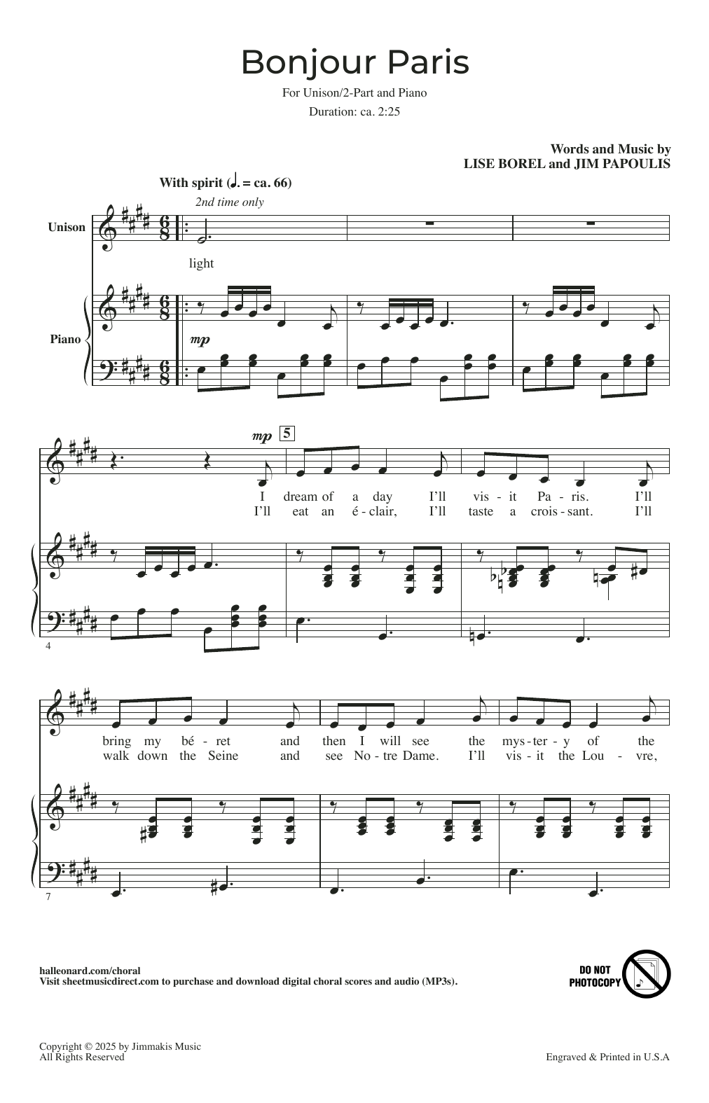 Produktgalerie: Seite 1 von 1 Bonjour, Paris, Jim Papoulis, Chor