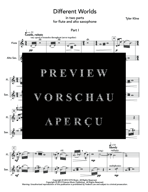 Product gallery: Page 5 of 11 Different Worlds, , (woodwind duet flute and alto saxophone)