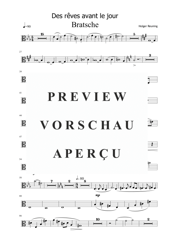 gallery: Des rêves avant le jour, , Gemischtes Ensemble - Viola Einzelstimme