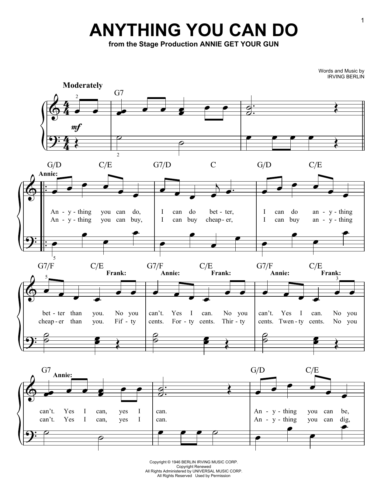 Product gallery: Page 1 of 1 Anything You Can Do (from Annie Get Your Gun), Irving Berlin