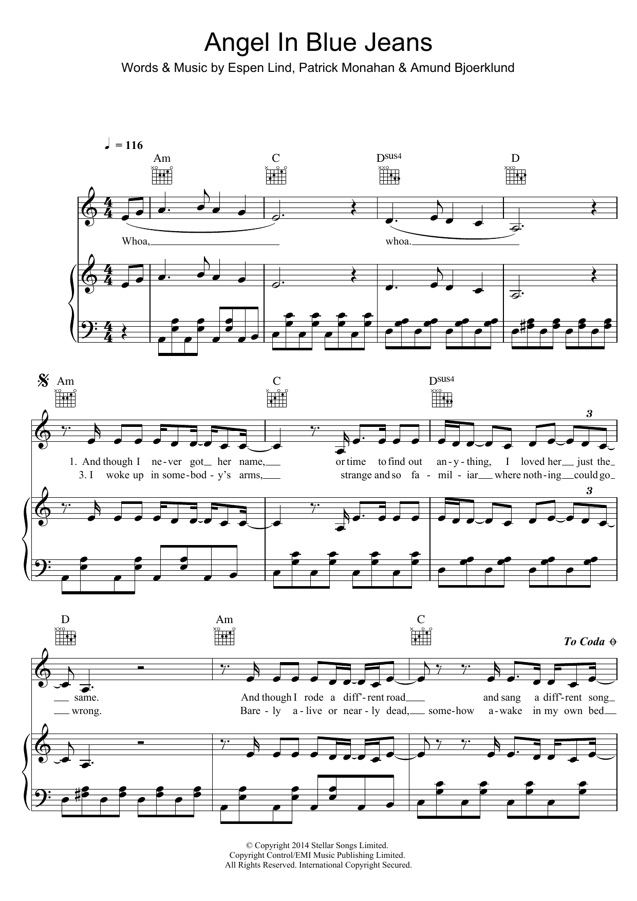 Produktgalerie: Seite 1 von 1 Angel In Blue Jeans, Train, Gesang, Gitarre, Klavier