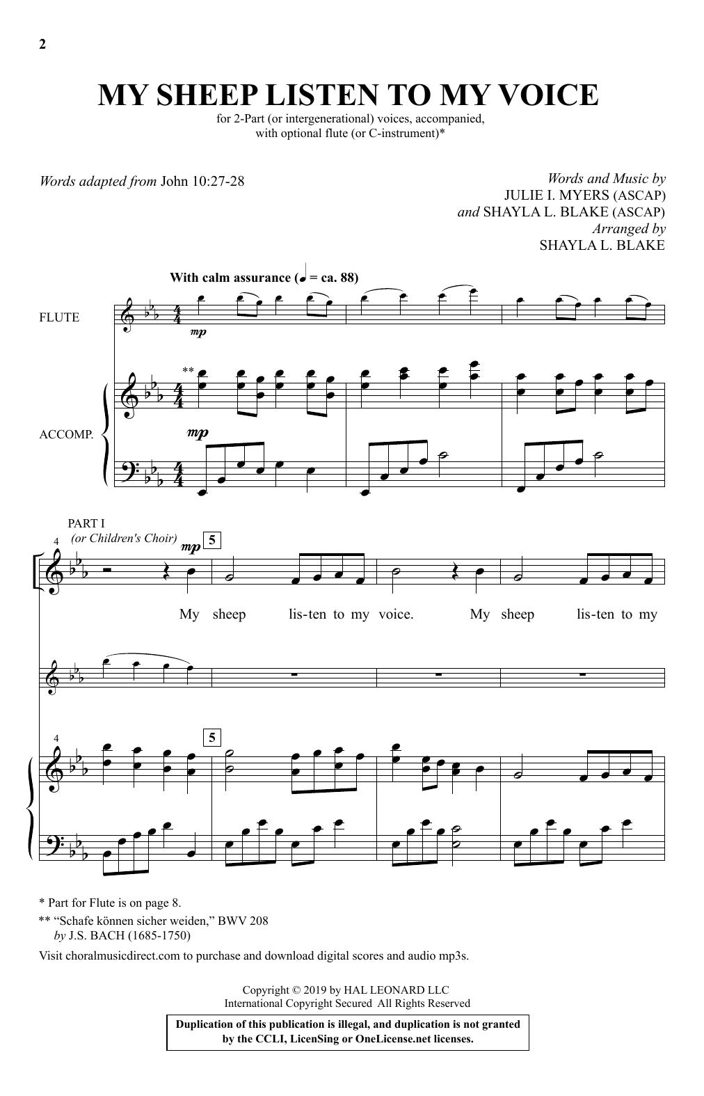Product picture to: My Sheep Listen To My Voice (arr. Shayla L. Blake)