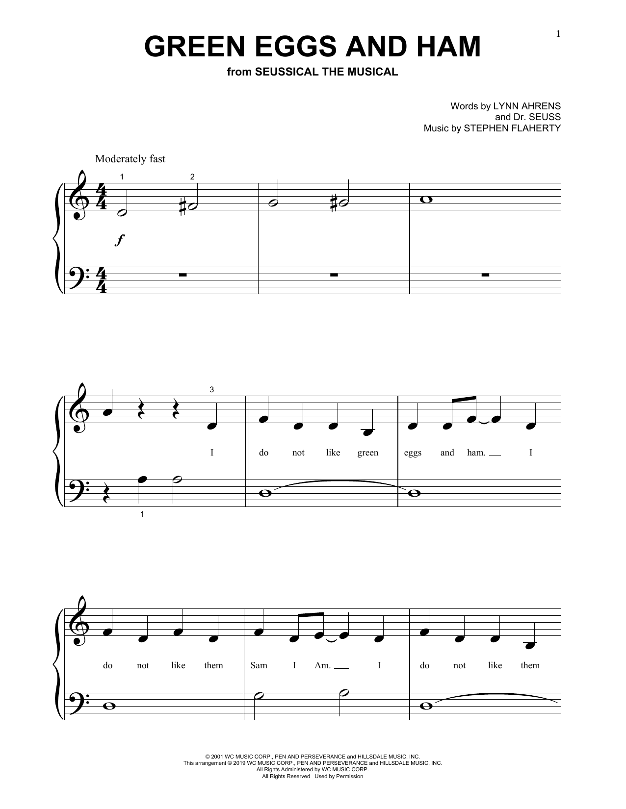 Produktgalerie: Seite 1 von 1 Green Eggs And Ham (from Seussical The Musical), Lynn Ahrens, Dr. Seuss and Stephen Flaherty, Klavier