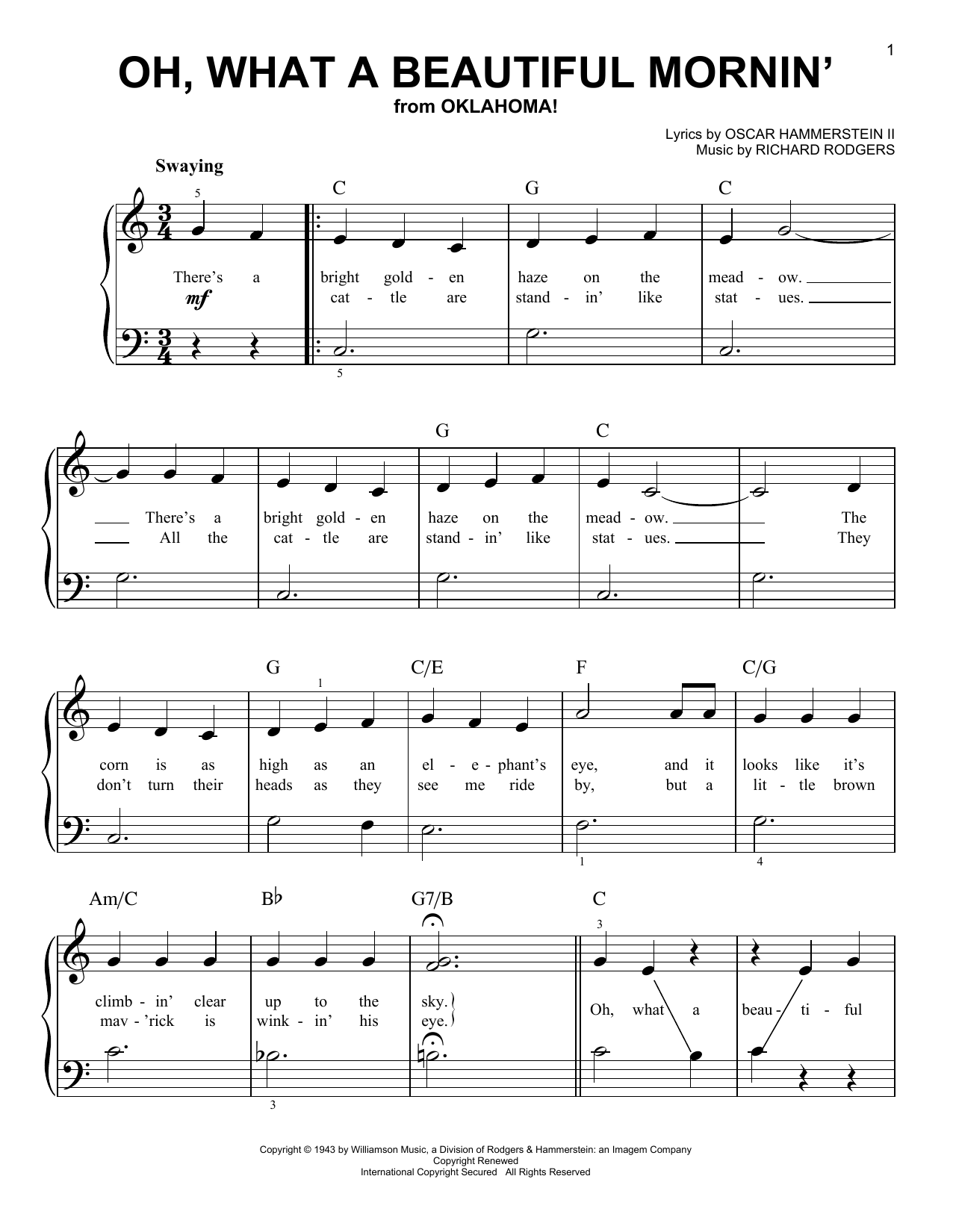Produktgalerie: Seite 1 von 1 Oh, What A Beautiful Mornin' (from Oklahoma!), Rodgers & Hammerstein, Klavier