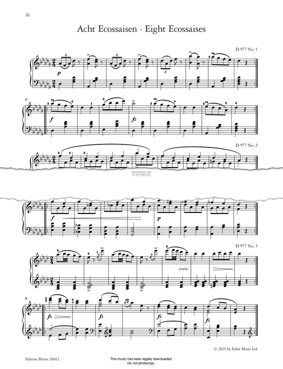 Produktgalerie: Seite 1 von 1 Eight Ecossaises, D 977, Franz Schubert, Klavier