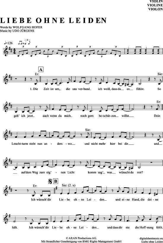 Product gallery: Page 1 of 4 Liebe Ohne Leiden , Jürgens, Udo, (violin)