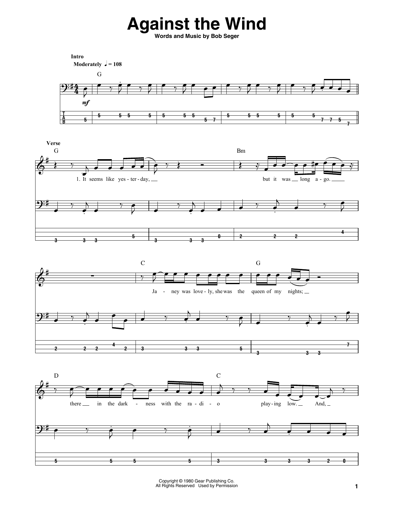 Produktgalerie: Seite 1 von 1 Against The Wind, Bob Seger, E-Bass
