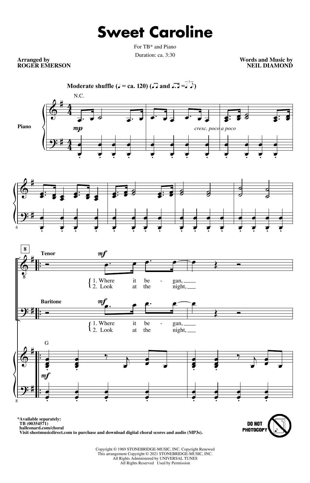 Product picture to: Sweet Caroline (arr. Roger Emerson)