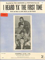 cover: I Heard Ya' The First Time, The Mariners, Gesang, Gitarre, Klavier