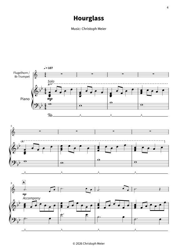 gallery: Hourglass - Gentle Melodies for Weddings, Church, and Other Occasions, , Trompete in B und Klavier