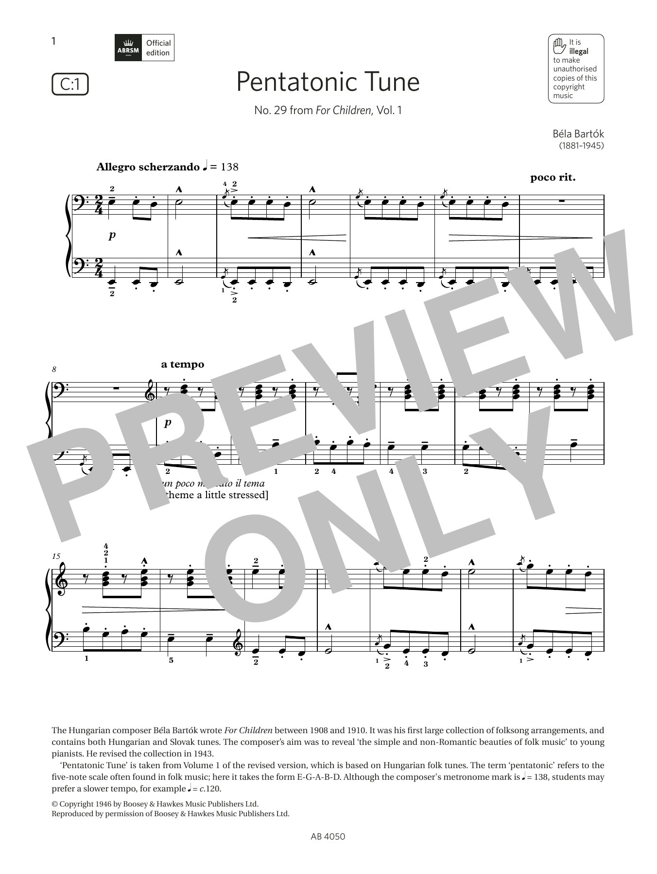 Produktbild zu: Pentatonic Tune (Grade 4, list C1, from the ABRSM Piano Syllabus 2023 & 2024)