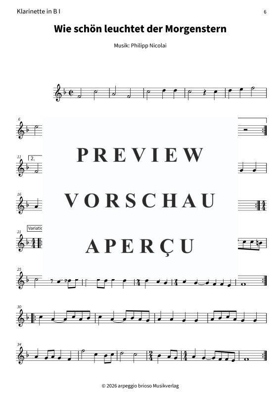 Produktgalerie: Seite 8 von 9 Wie schön leuchtet der Morgenstern - aus dem Album Barock und Jazz zum Fest, , Klarinetten Duett für 2 Klarinetten in B