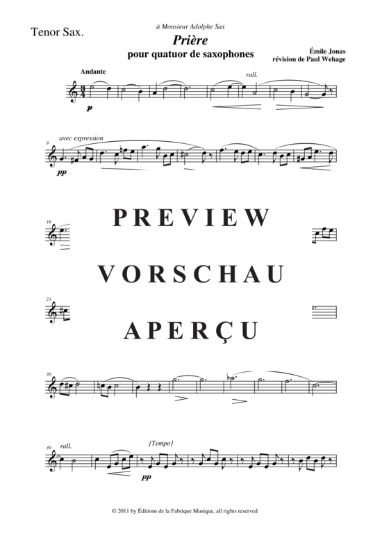 Product gallery: Page 16 of 20 Prière , , (Saxophone Quartet)