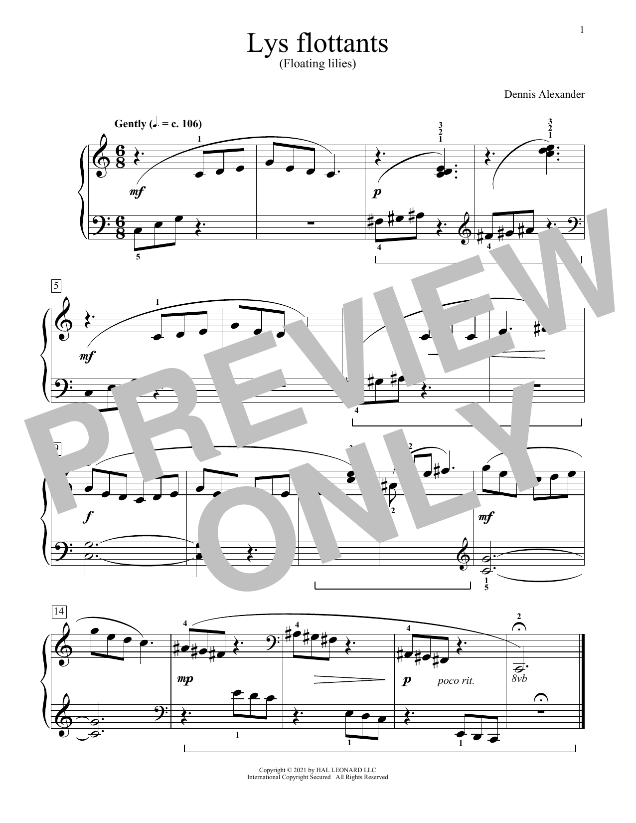 Produktgalerie: Seite 1 von 1 Lys Flottants (Floating Lilies), Dennis Alexander, Klavier