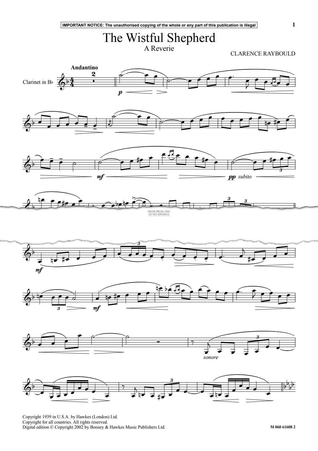 gallery: The Wistful Shepherd (A Reverie), Clarence Raybould, Klarinette, Klavier