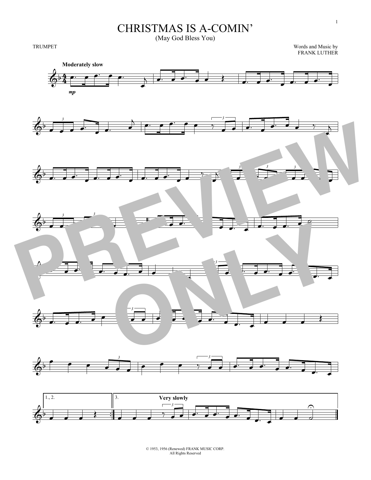 Produktgalerie: Seite 1 von 1 Christmas Is A-Comin' (May God Bless You), Frank Luther, Trompete