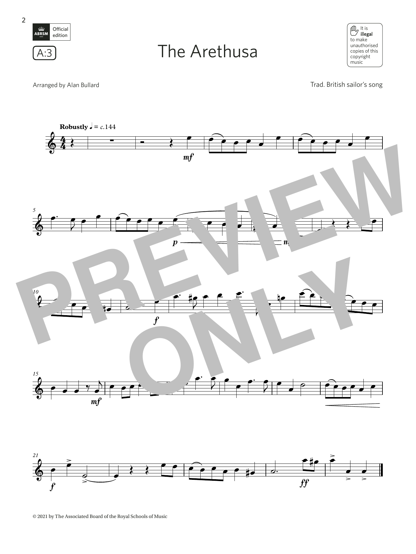 Product gallery: Page 1 of 1 The Arethusa  (Grade 2 List A3 from the ABRSM Flute syllabus from 2022), Trad. British sailor's song