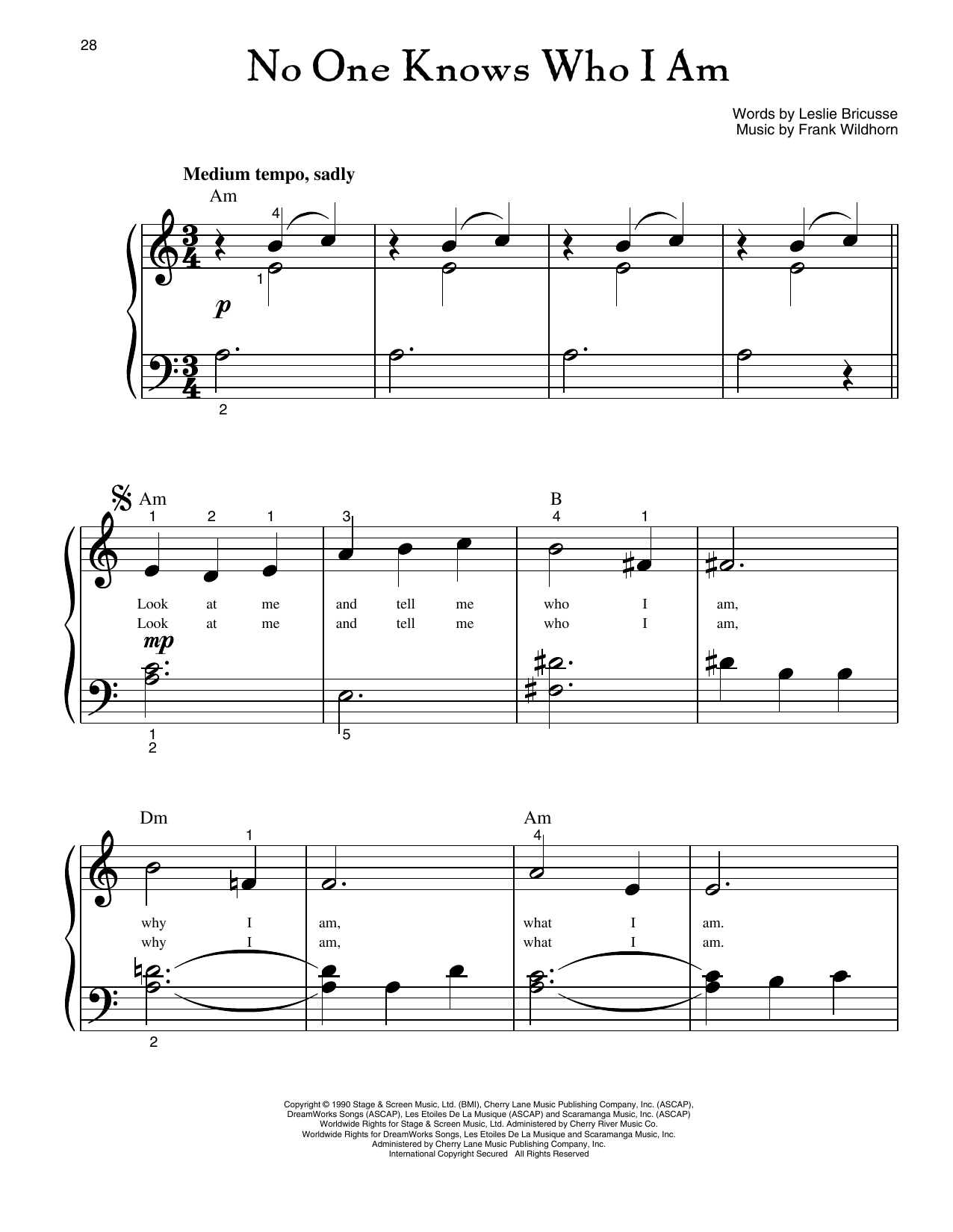 Produktgalerie: Seite 1 von 1 No One Knows Who I Am (from Jekyll And Hyde), Leslie Bricusse, Klavier