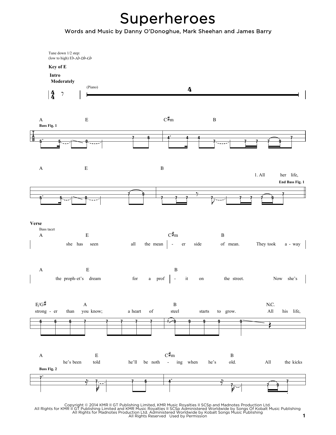 Produktgalerie: Seite 1 von 1 Superheroes, The Script, E-Bass, Gitarre