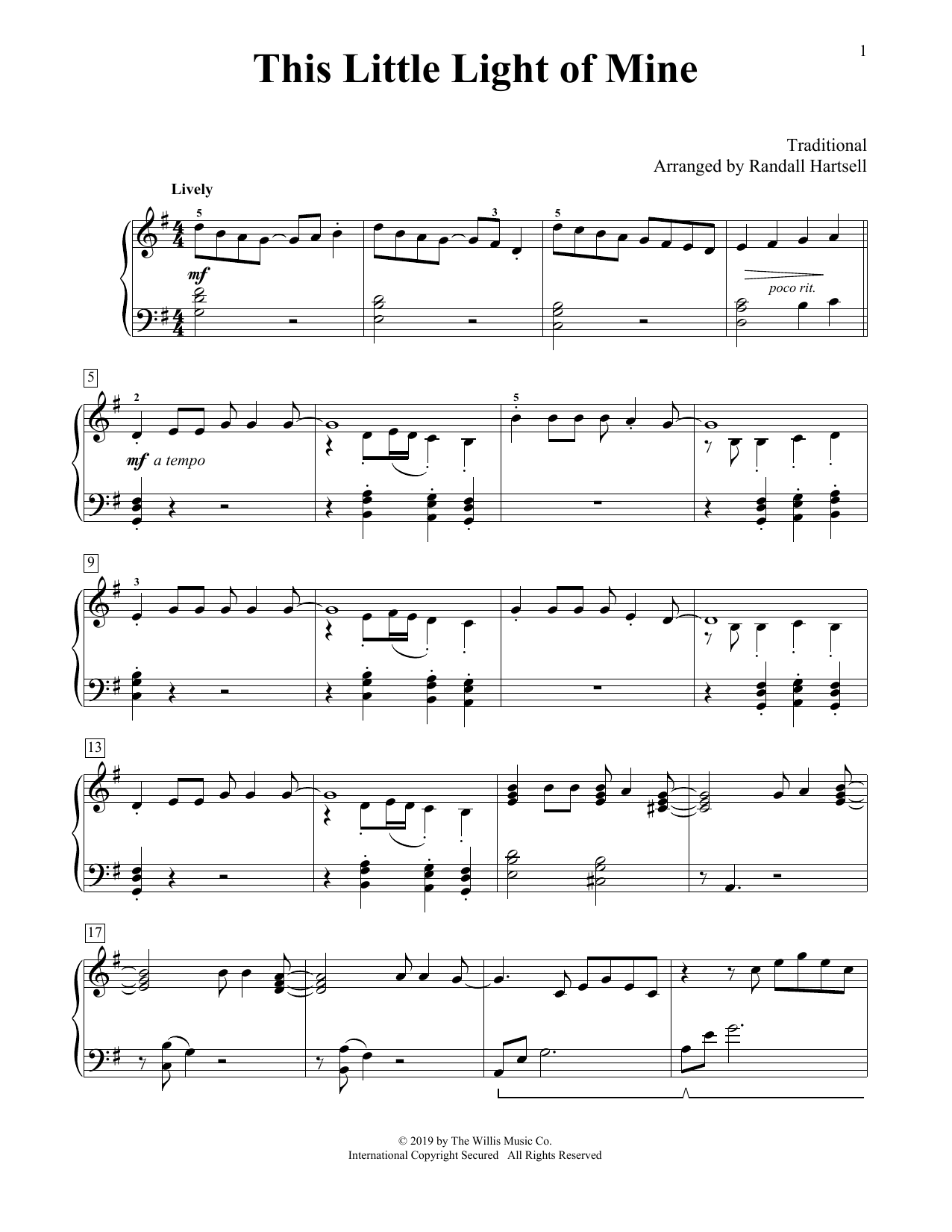 Produktbild zu: This Little Light Of Mine (arr. Randall Hartsell)