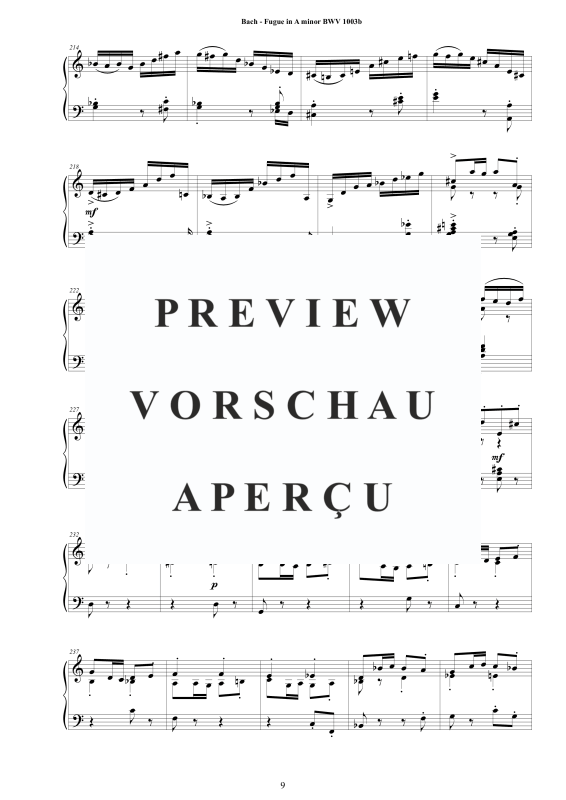 Produktgalerie: Seite 10 von 11 Fuge in A-Moll BWV 1003b - Piano Version, , Klavier Solo
