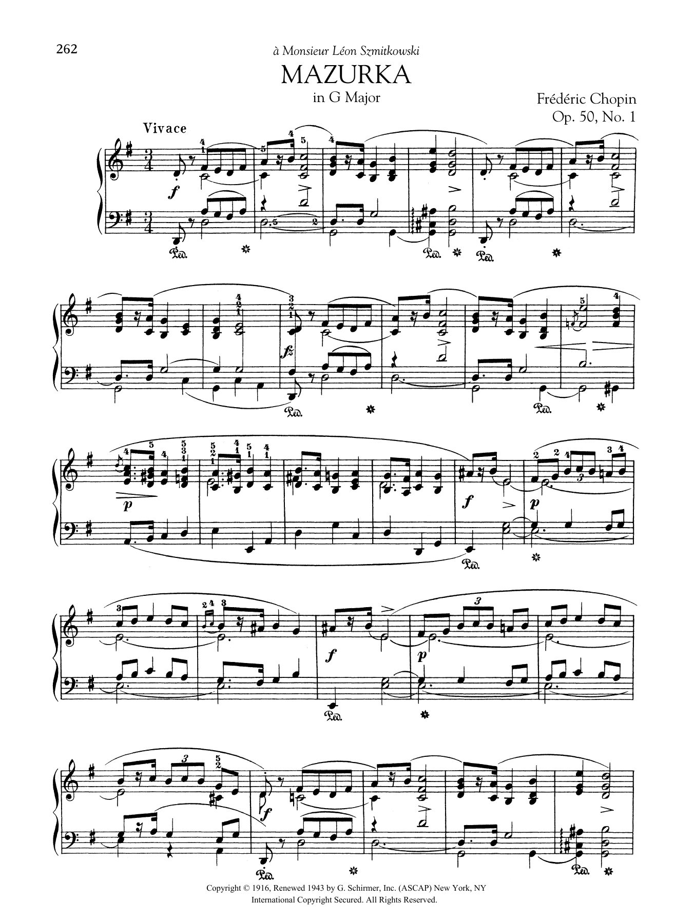 Product gallery: Page 1 of 1 Mazurka in G Major, Op. 50, No. 1, Frédéric Chopin