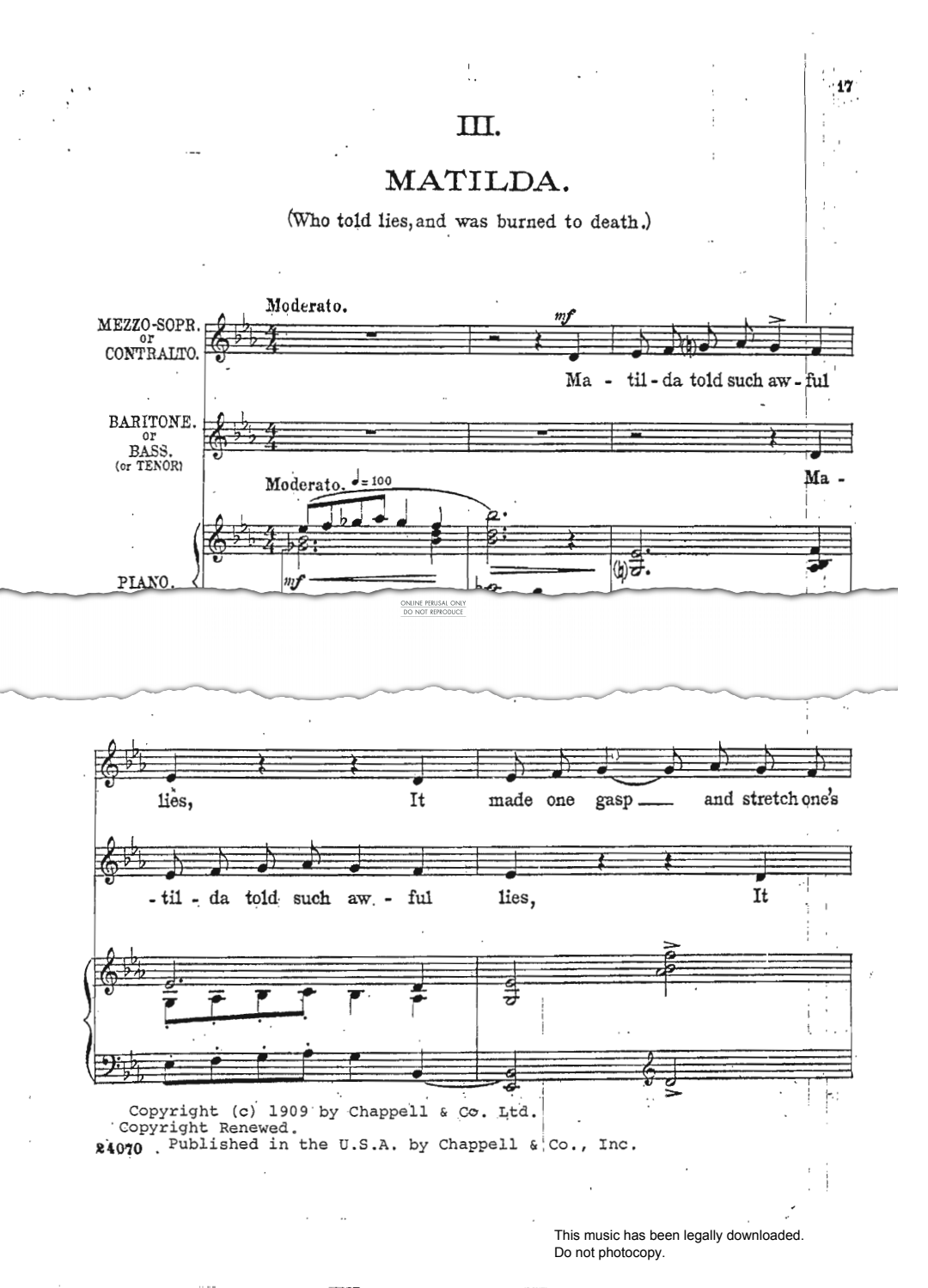 Produktbild zu: Matilda (from 'Four Cautionary Tales And A Moral')