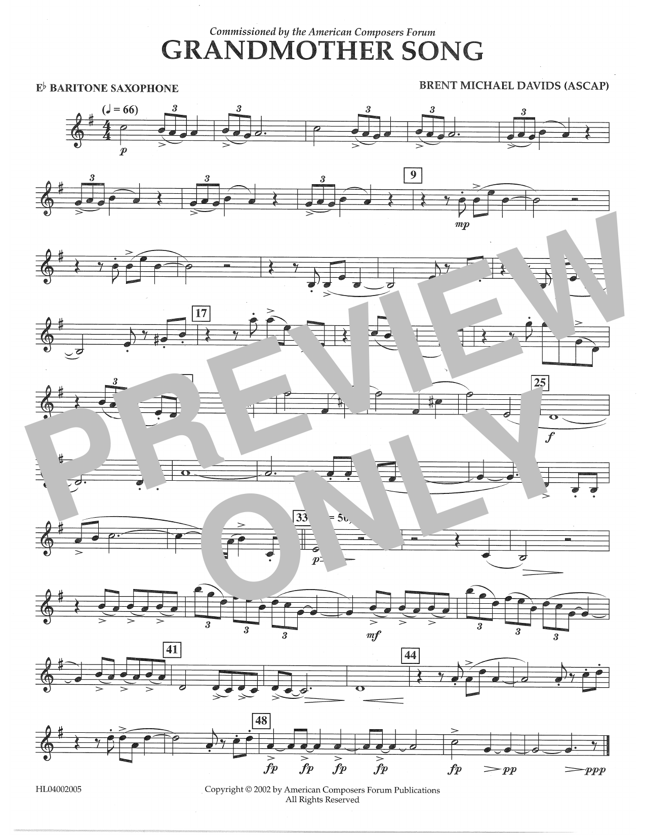 Product picture to: Grandmother Song - Eb Baritone Saxophone