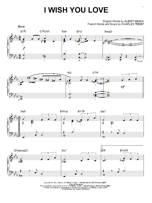 Produktbild zu: I Wish You Love [Jazz version] (arr. Brent Edstrom)