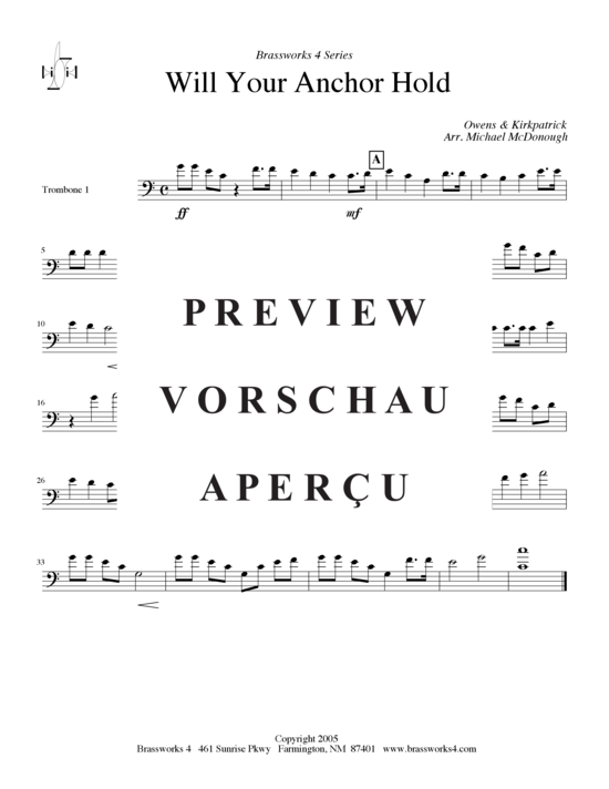gallery: Will Your Anchor Hold , , (Posaunen-Quartett)