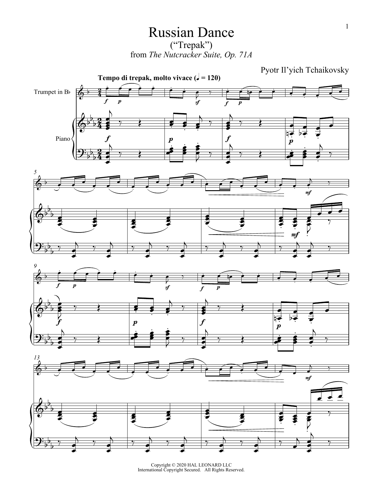 Produktgalerie: Seite 1 von 1 Trepak (from The Nutcracker), Pyotr Il'yich Tchaikovsky, Horn, Klavier