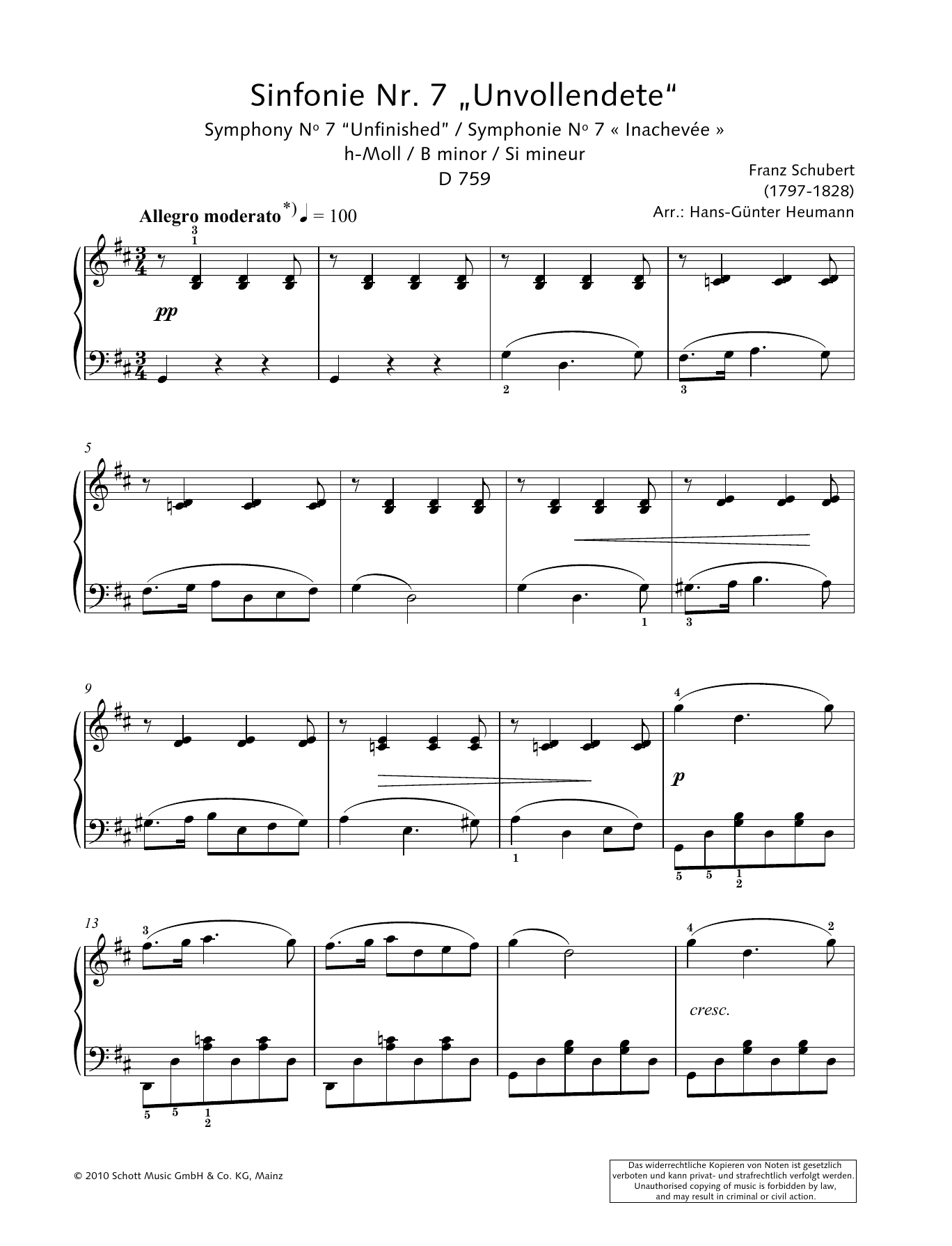 Product gallery: Page 1 of 1 Symphony No. 7 "Unfinished" in B minor, Hans-Gunter Heumann