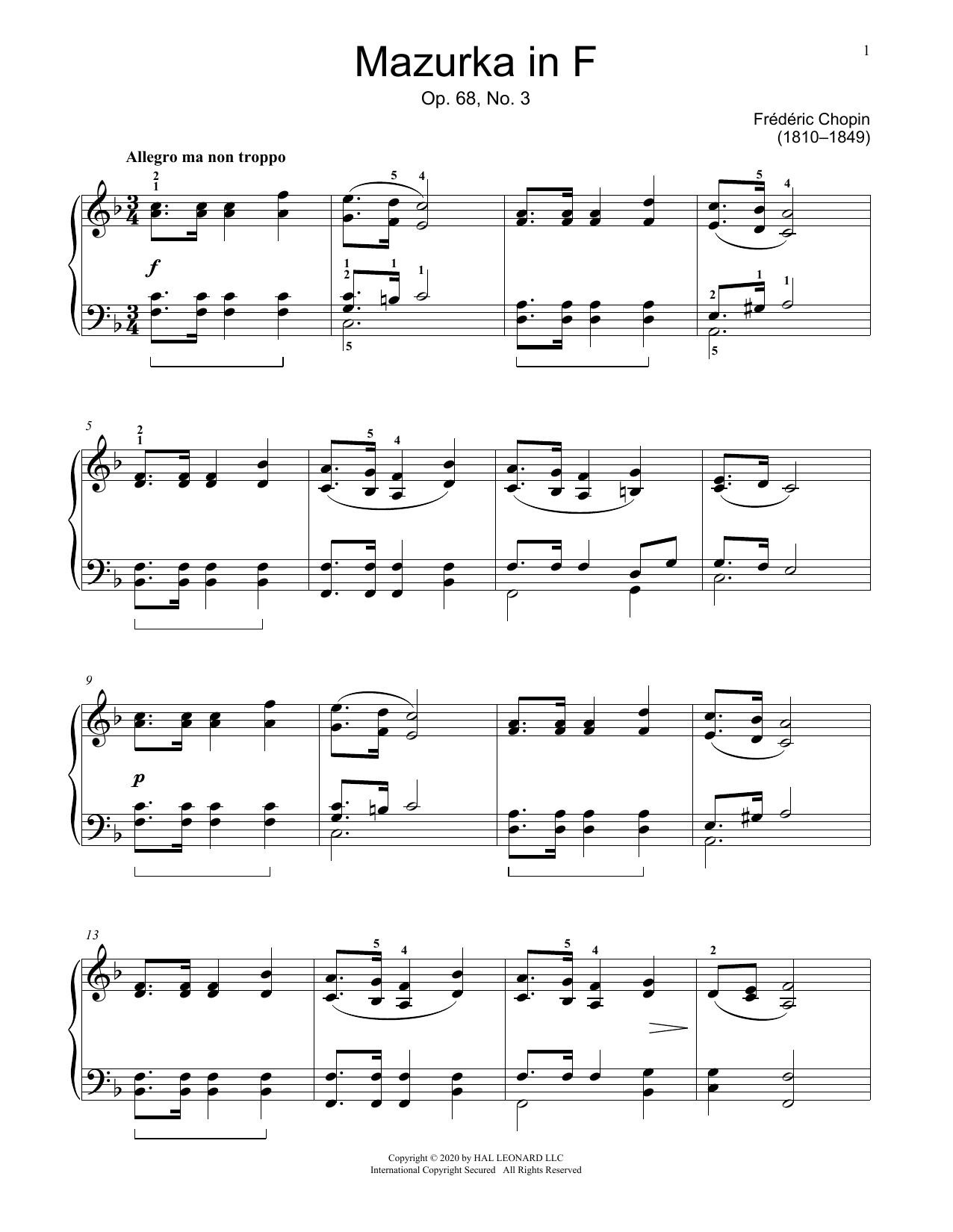 Product picture to: Mazurka, Op. 68, No. 3