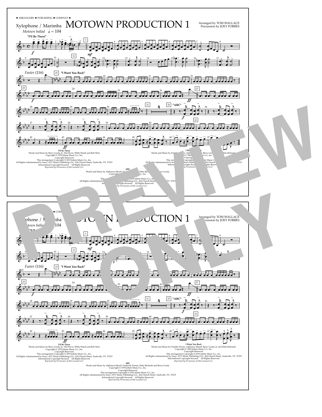 Produktbild zu: Motown Production 1(arr. Tom Wallace) - Xylophone/Marimba
