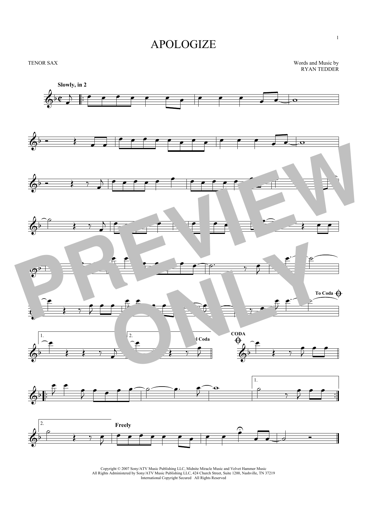 Product picture to:  Apologize - OneRepublic