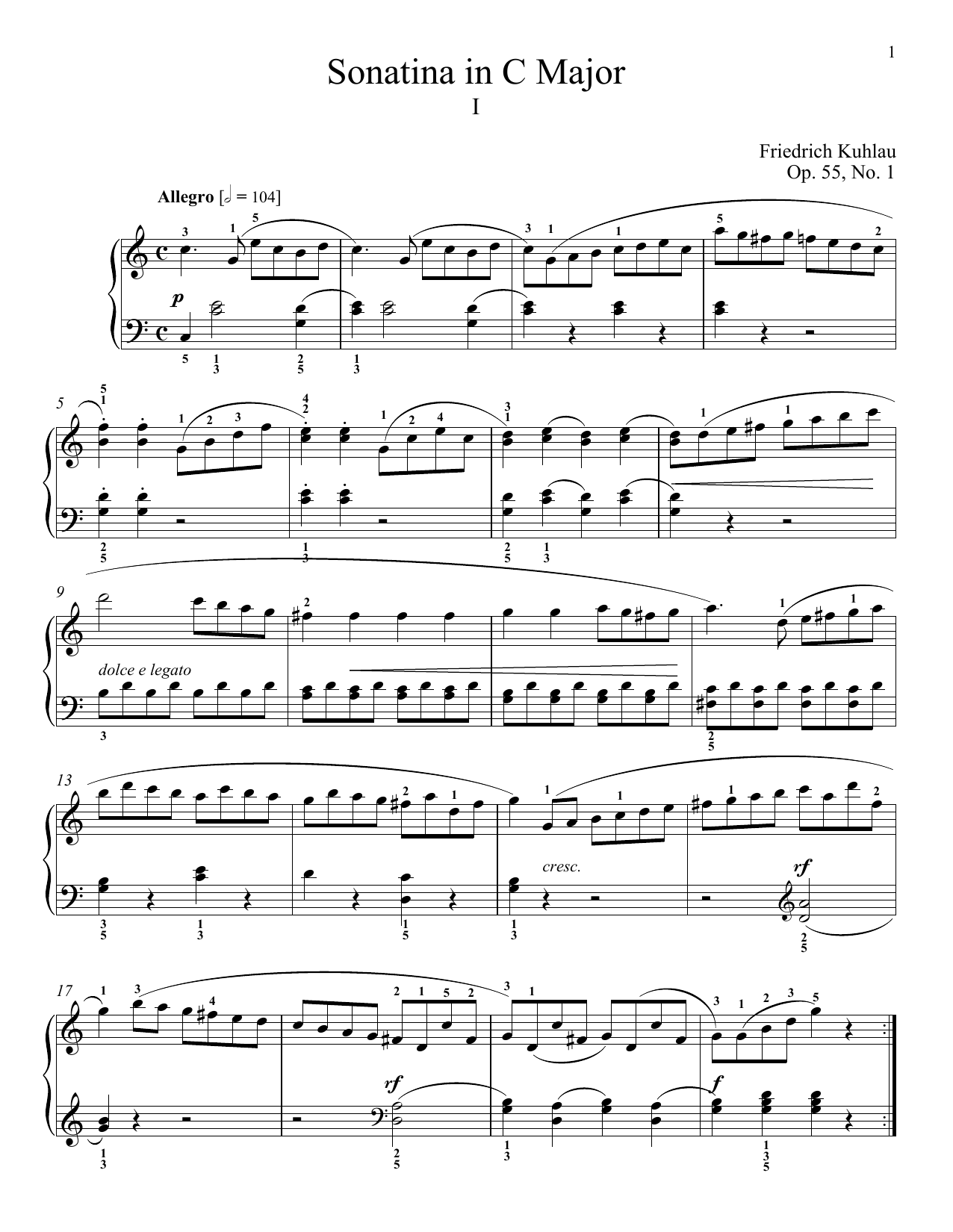 Produktbild zu: Sonatina In C Major, Op. 55, No. 1