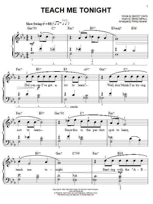 Product picture to: Teach Me Tonight (arr. Phillip Keveren)