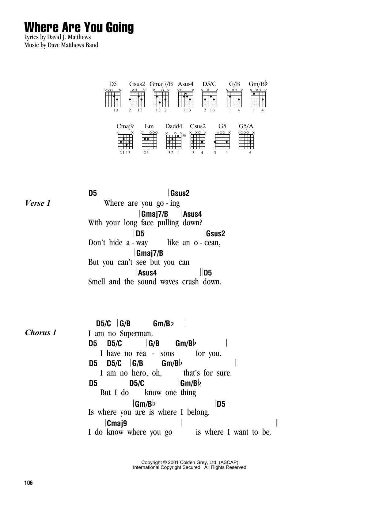 Produktgalerie: Seite 1 von 1 Where Are You Going, Dave Matthews Band, Gitarre